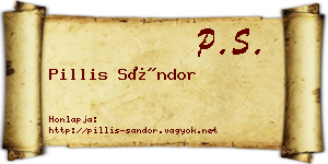 Pillis Sándor névjegykártya
